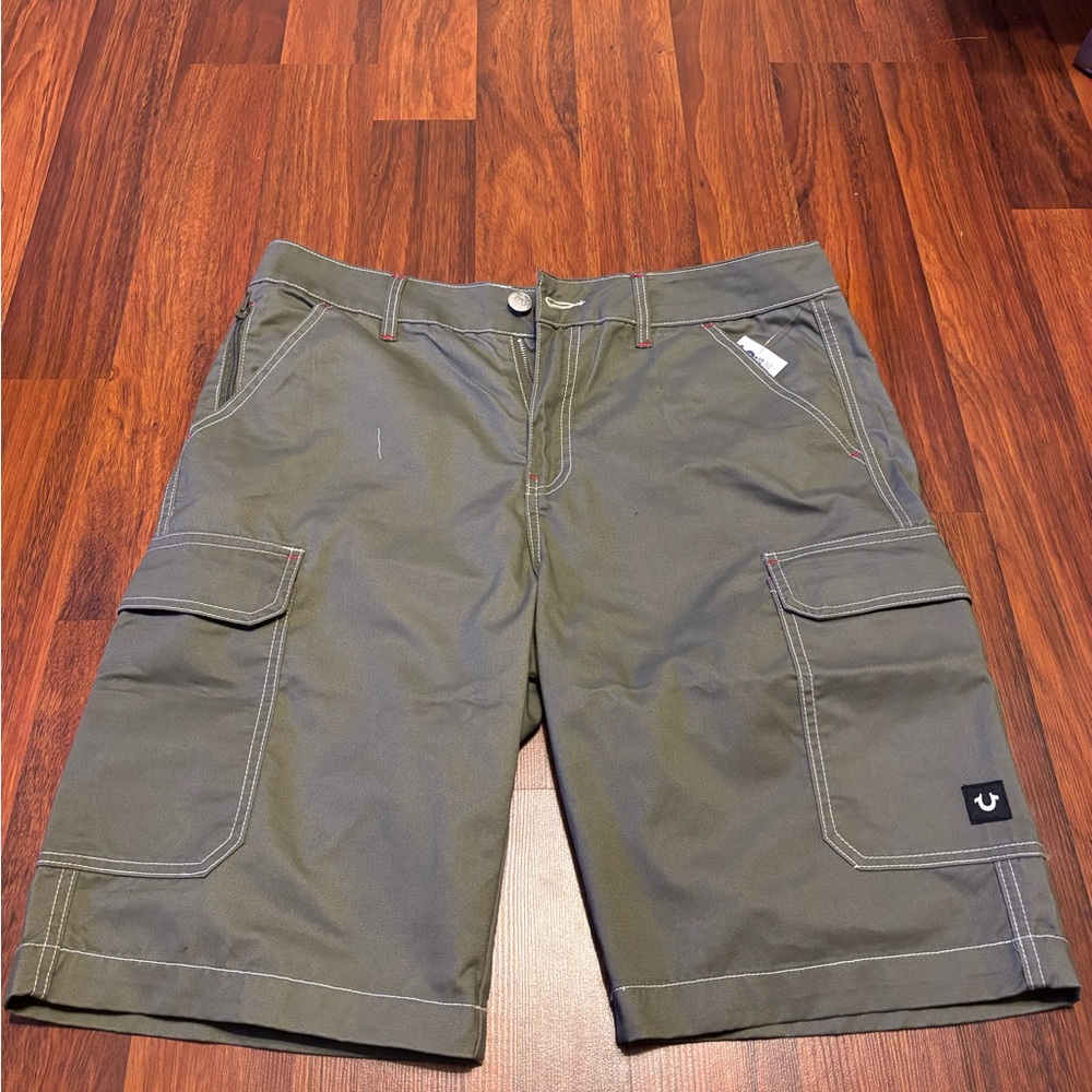 True Religion Green Cargo Shorts